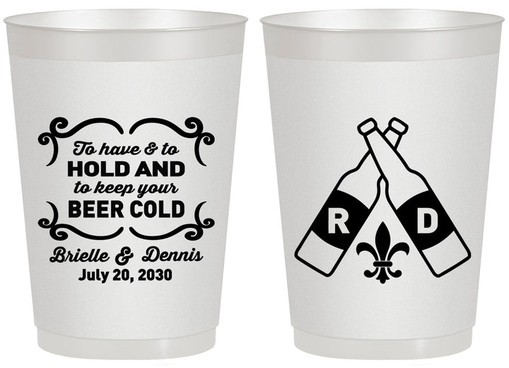 Personalized Wedding 20 oz Frosted Cups - Fleur De Lis | 378