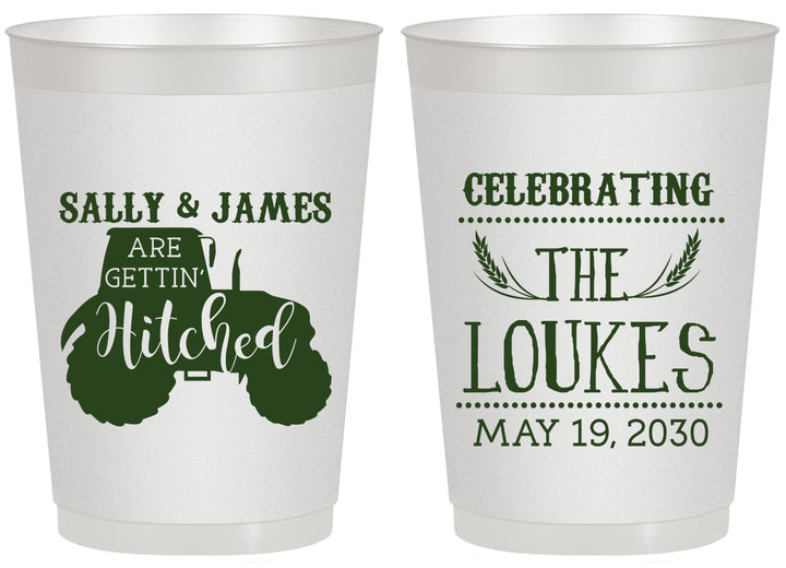 Personalized Wedding 20 oz Frosted Cups - Tractor | 381
