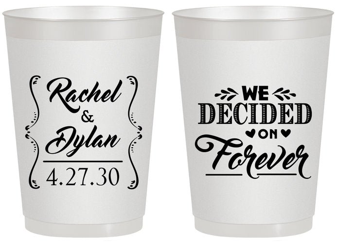 Personalized Wedding 20 oz Frosted Cups - We Decided On Forever | 386