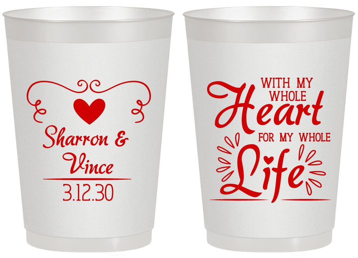 Personalized Wedding 20 oz Frosted Cups - Heart Life | 387