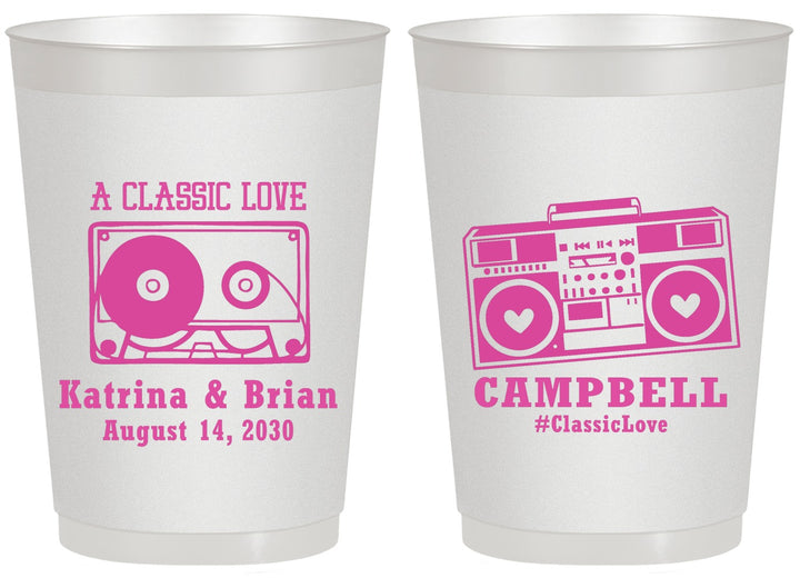 Personalized Wedding 20 oz Frosted Cups - Class Love Cassette Tape | 389