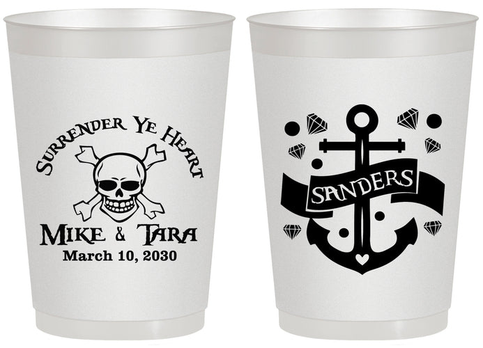 Personalized Wedding 20 oz Frosted Cups - Anchor Nautical | 391