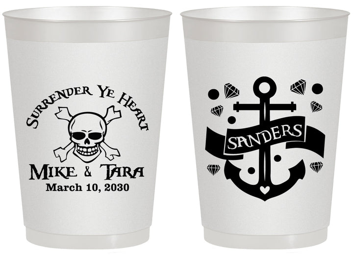 Personalized Wedding 20 oz Frosted Cups - Anchor Nautical | 391