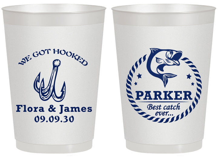 Personalized Wedding 20 oz Frosted Cups - We Got Hooked Fish | 392