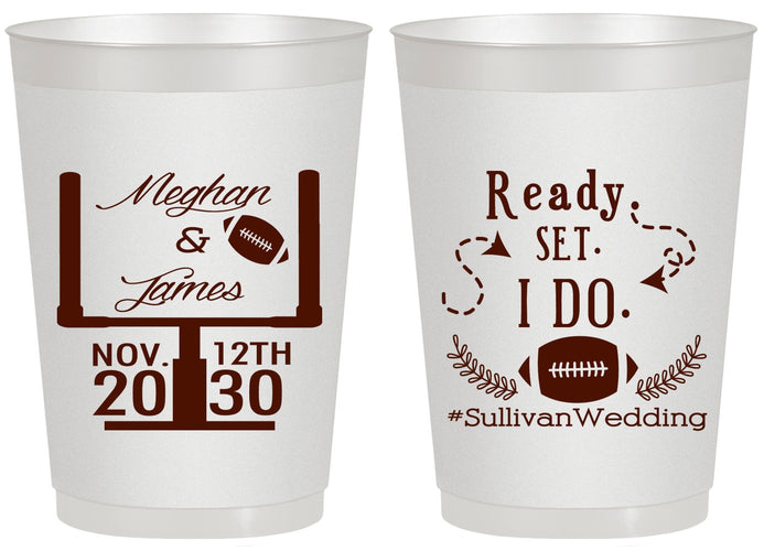 Personalized Wedding 20 oz Frosted Cups - Football | 394