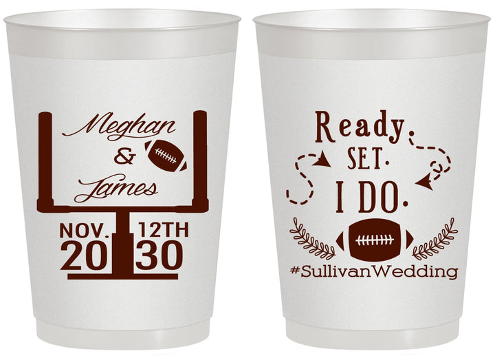 Personalized Wedding 20 oz Frosted Cups - Football | 394