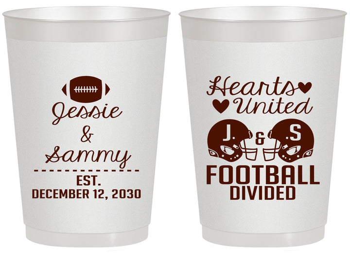 Personalized Wedding 20 oz Frosted Cups - Hearts United Football | 395