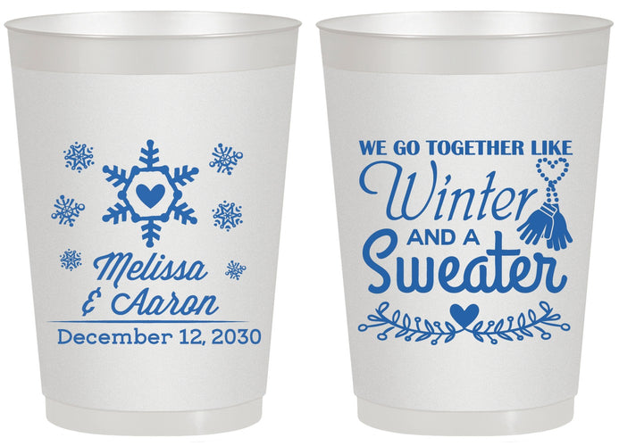 Personalized Wedding 20 oz Frosted Cups - Christmas Winter | 399