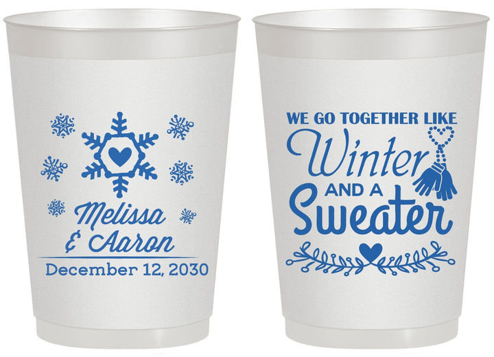 Personalized Wedding 20 oz Frosted Cups - Christmas Winter | 399