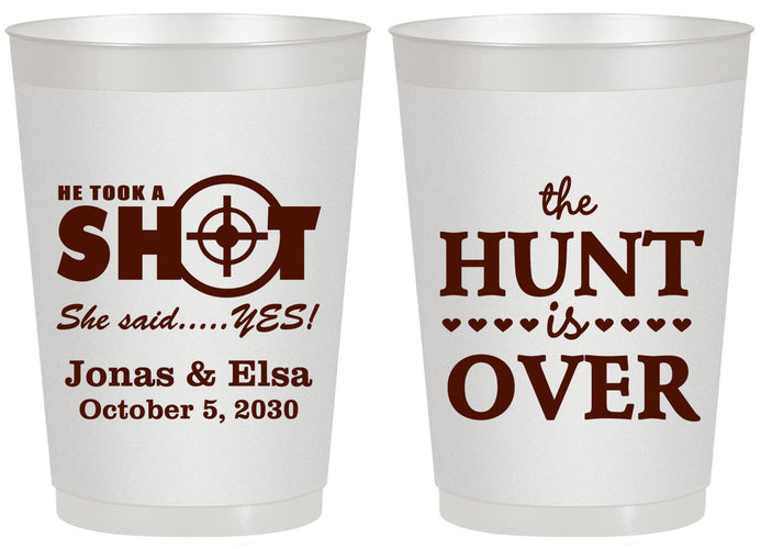 Personalized Wedding 20 oz Frosted Cups - The Hunt Is Over | 400