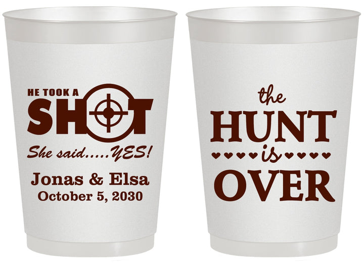 Personalized Wedding 20 oz Frosted Cups - The Hunt Is Over | 400