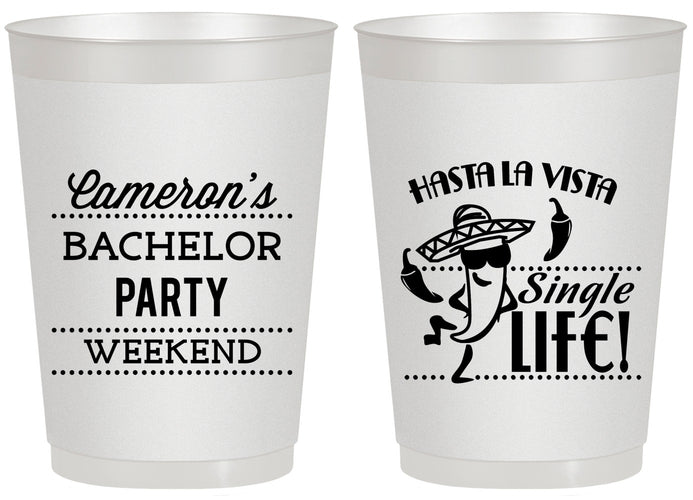 Personalized Bachelor Party 20 oz Frosted Cups - Hast La Vista Single Life | 40003