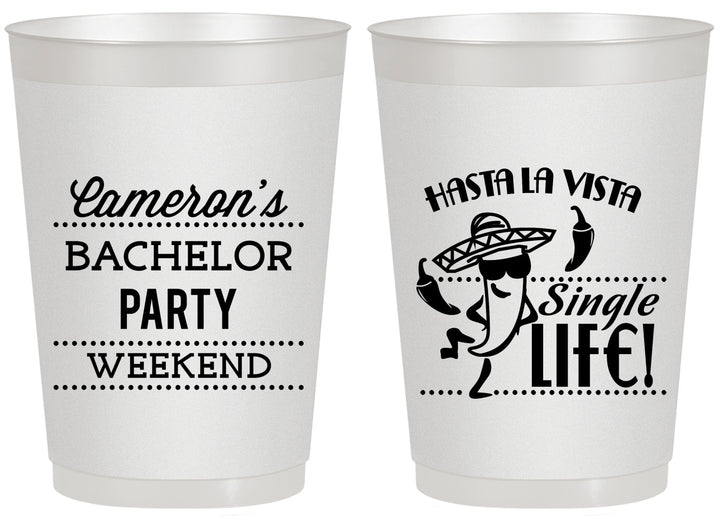 Personalized Bachelor Party 20 oz Frosted Cups - Hast La Vista Single Life | 40003