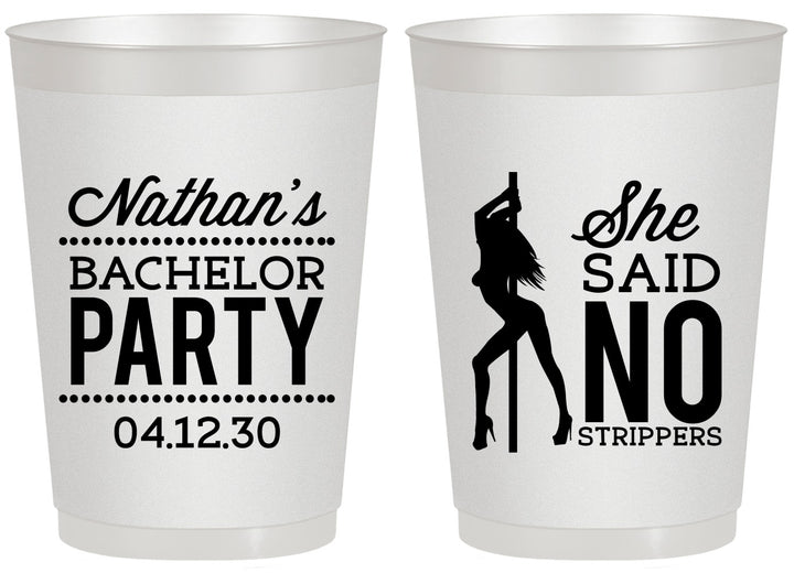 Personalized Bachelor Party 20 oz Frosted Cups - She Said No Strip Club | 40005
