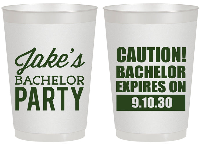 Personalized Bachelor Party 20 oz Frosted Cups - Caution Expires On | 40009