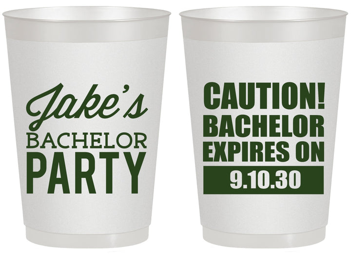 Personalized Bachelor Party 20 oz Frosted Cups - Caution Expires On | 40009