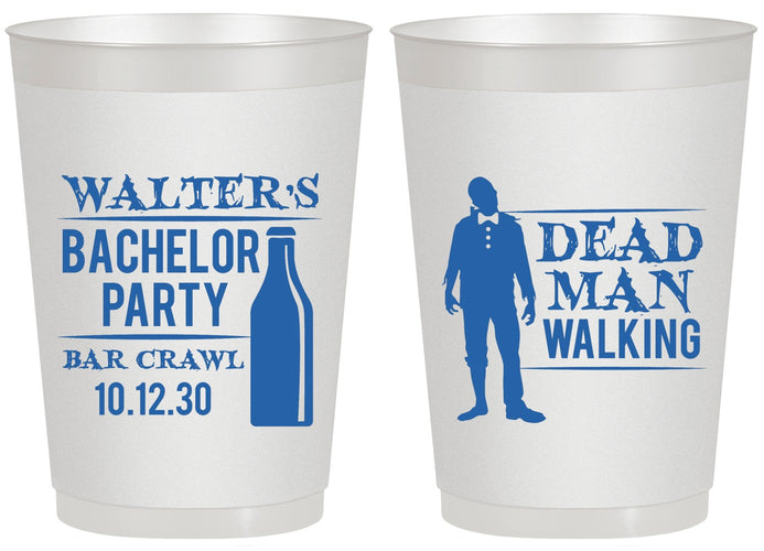 Personalized Bachelor Party 20 oz Frosted Cups - Dead Man Walking | 40011