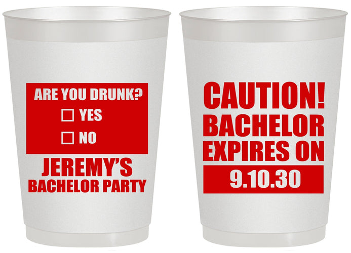 Personalized Bachelor Party 20 oz Frosted Cups - Caution Expires On | 40012