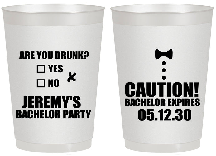 Personalized Bachelor Party 20 oz Frosted Cups - Caution Expires On | 40013
