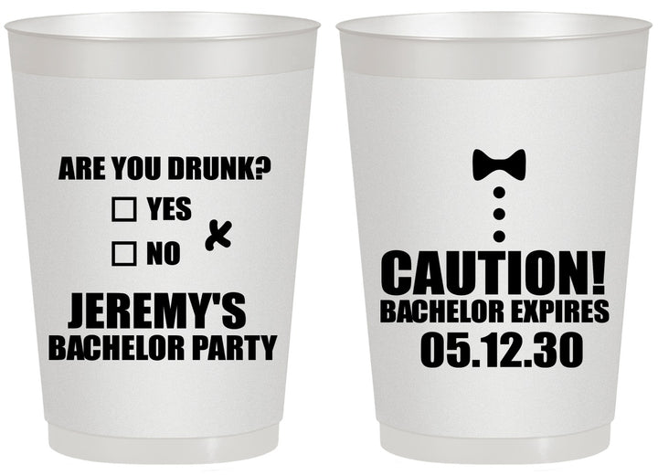 Personalized Bachelor Party 20 oz Frosted Cups - Caution Expires On | 40013
