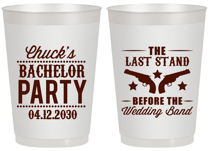 Personalized Bachelor Party 20 oz Frosted Cups - Last Stand Wedding Bands | 40015