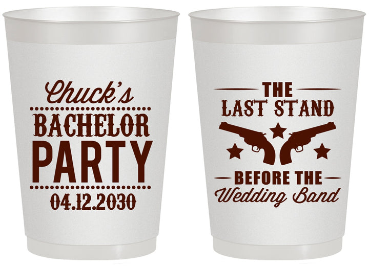 Personalized Bachelor Party 20 oz Frosted Cups - Last Stand Wedding Bands | 40015
