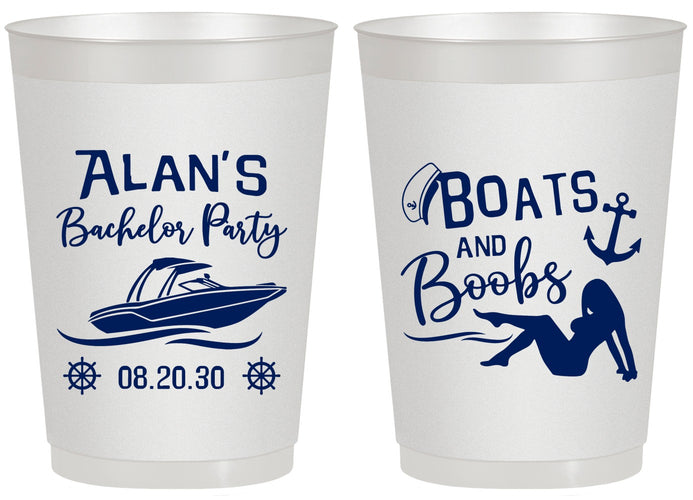 Personalized Bachelor Party 20 oz Frosted Cups - Nautical Boats | 40021