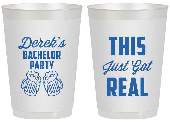 Personalized Bachelor Party 20 oz Frosted Cups - Just Got Real | 40024