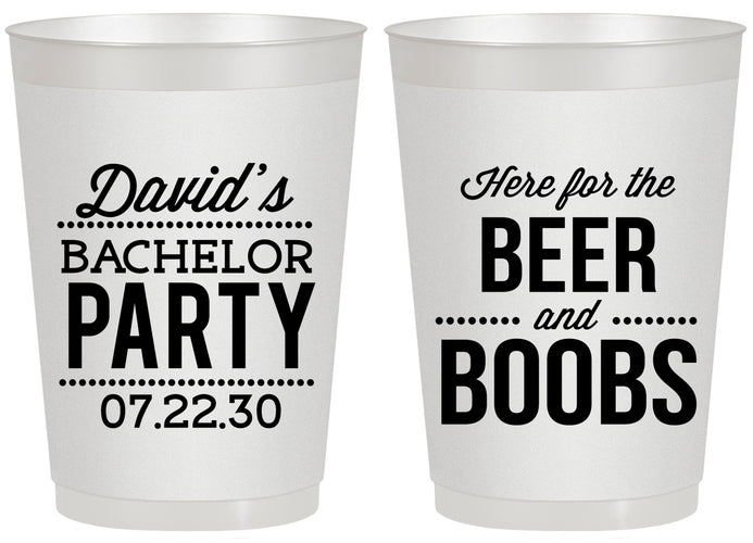 Personalized Bachelor Party 20 oz Frosted Cups - Beer And Boobs | 40027