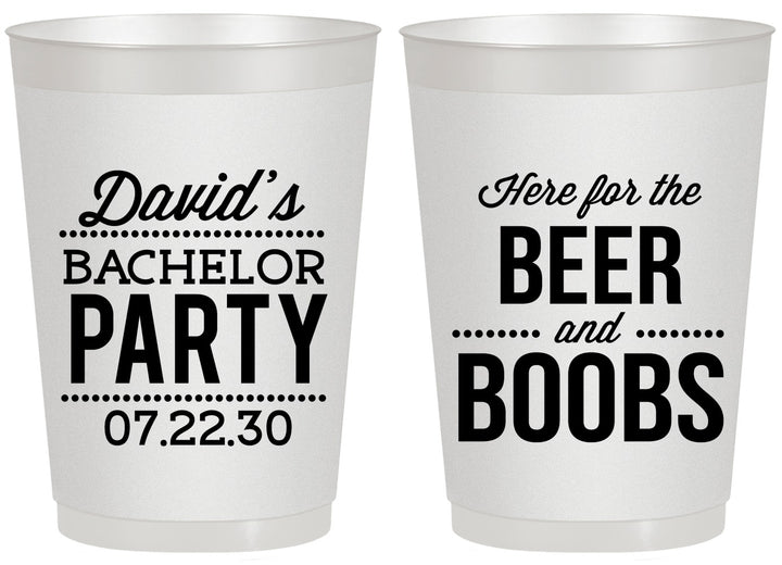 Personalized Bachelor Party 20 oz Frosted Cups - Beer And Boobs | 40027