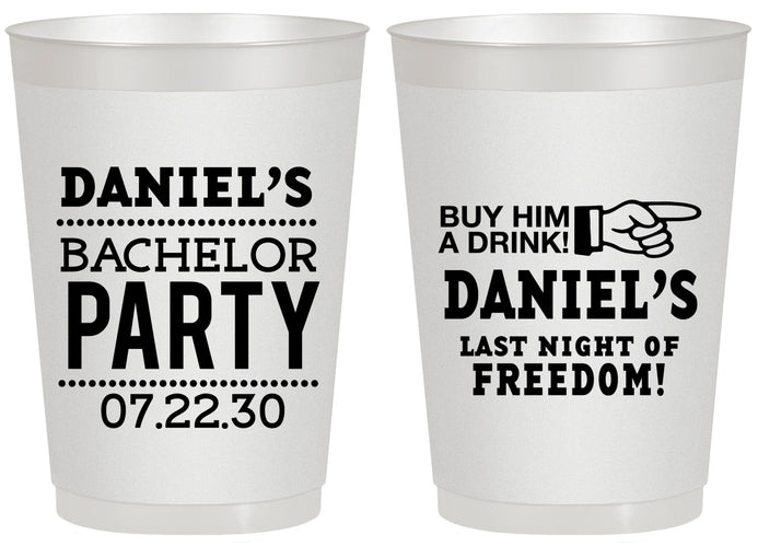 Personalized Bachelor Party 20 oz Frosted Cups - Last Night Of Freedom | 40029