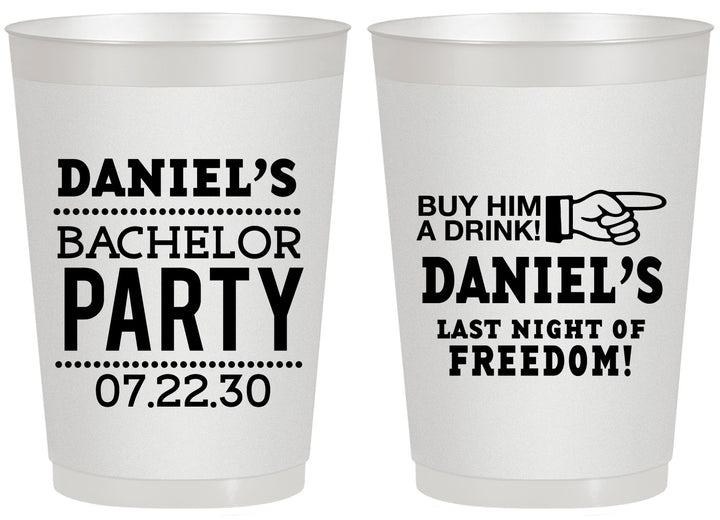 Personalized Bachelor Party 20 oz Frosted Cups - Last Night Of Freedom | 40029