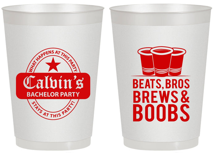Personalized Bachelor Party 20 oz Frosted Cups - Brews And Boobs | 40031