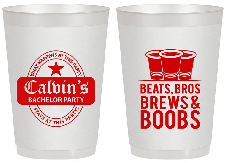 Personalized Bachelor Party 20 oz Frosted Cups - Brews And Boobs | 40031