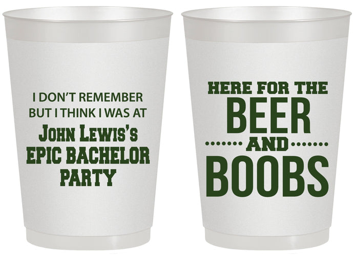 Personalized Bachelor Party 20 oz Frosted Cups - Beer And Boobs | 40039