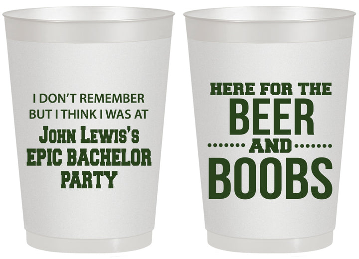 Personalized Bachelor Party 20 oz Frosted Cups - Beer And Boobs | 40039