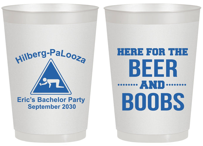 Personalized Bachelor Party 20 oz Frosted Cups - Beer And Boobs | 40040