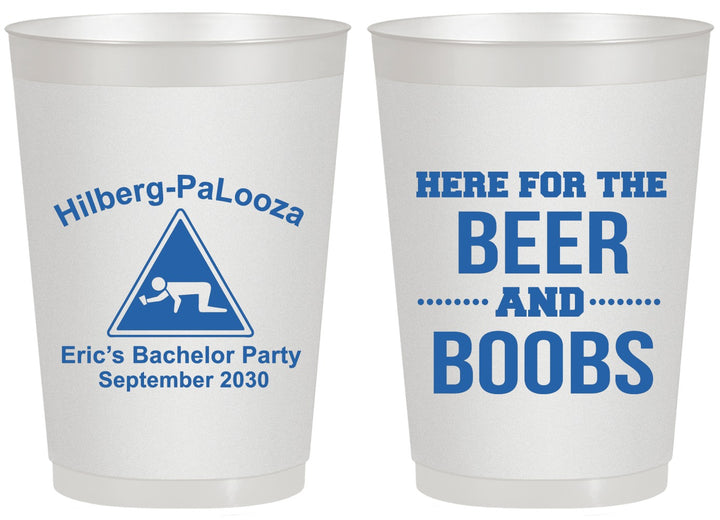 Personalized Bachelor Party 20 oz Frosted Cups - Beer And Boobs | 40040