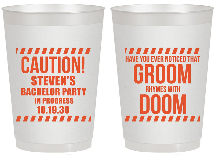 Personalized Bachelor Party 20 oz Frosted Cups - Groom Rhymes Doom | 40042