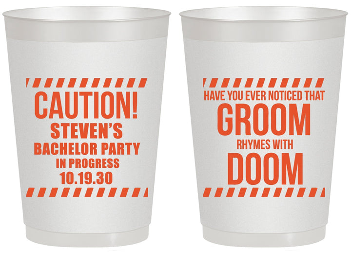 Personalized Bachelor Party 20 oz Frosted Cups - Groom Rhymes Doom | 40042