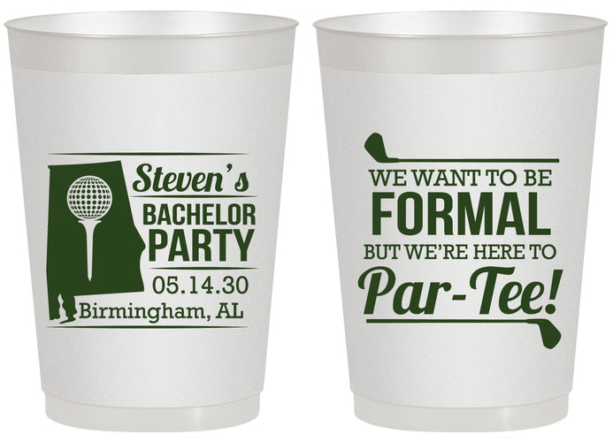 Personalized Bachelor Party 20 oz Frosted Cups - Golf Par Tee | 40043