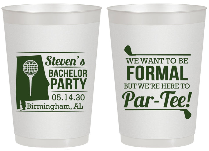 Personalized Bachelor Party 20 oz Frosted Cups - Golf Par Tee | 40043