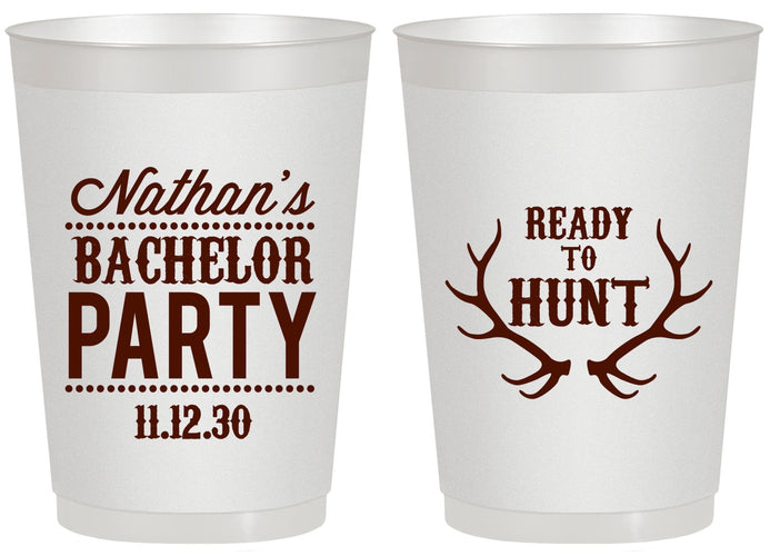 Personalized Bachelor Party 20 oz Frosted Cups - Ready To Hunt | 40044
