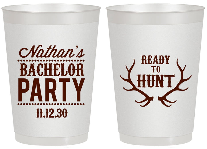 Personalized Bachelor Party 20 oz Frosted Cups - Ready To Hunt | 40044
