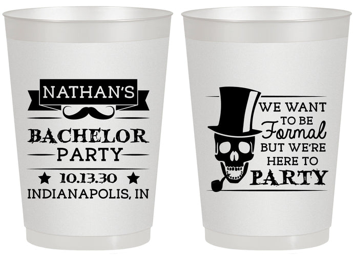 Personalized Bachelor Party 20 oz Frosted Cups - Formal Skeleton | 40048