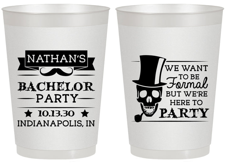 Personalized Bachelor Party 20 oz Frosted Cups - Formal Skeleton | 40048