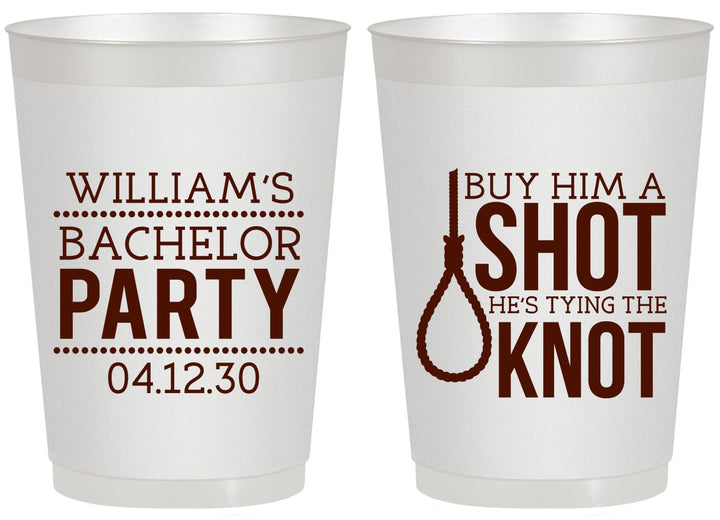 Personalized Bachelor Party 20 oz Frosted Cups - Buy Him A Shot | 40051