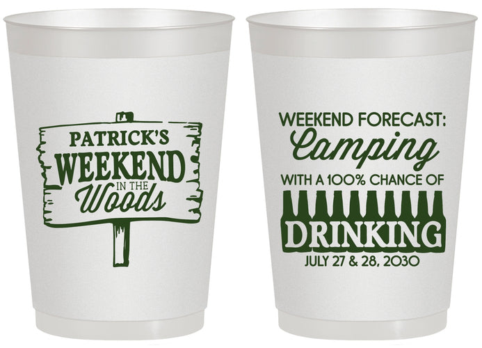 Personalized Bachelor Party 20 oz Frosted Cups - Camping | 40064