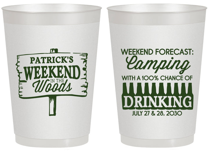 Personalized Bachelor Party 20 oz Frosted Cups - Camping | 40064