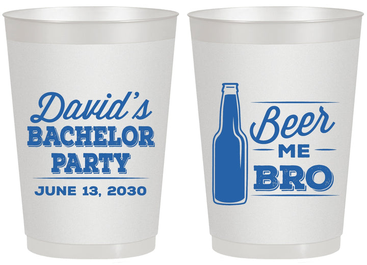 Personalized Bachelor Party 20 oz Frosted Cups - Beer Me Bro | 40071